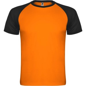 Roly Indianapolis r�vid ujj� uniszex sportp�l�, fluor orange, solid black